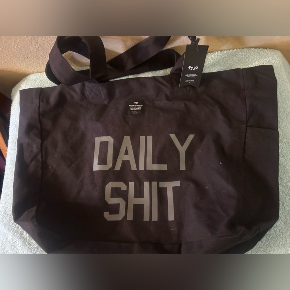 Typo Black bag . “. Daily shit bag “ NWT